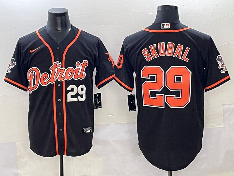 Men 2025 Detroit Tigers 29 Skubal Black Joint Name Nike MLB Jersey style 8